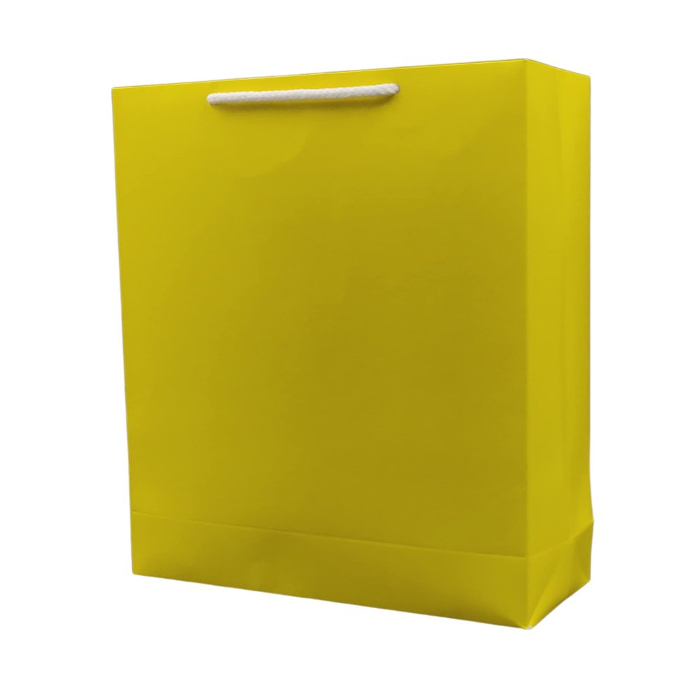 Arrow Paper Bags Gift Bags for Gifting, Weddings, Birthday,Holiday Presents -Yellow (28 cm x 20 cm x 7.5 cm, Pack of 40)