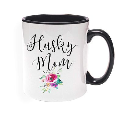 Khakee Printed Designer Husky Mom Theme for Ceramic Coffee Mug (325 ml)