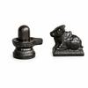 Salvus APP SOLUTIONS Marble Dust Shivling with Nandi Idol for Puja, Handmade Shiva Ling Set for Home Temple, Office Decor & Spiritual Gift (Black, 5x5 cm) view 1