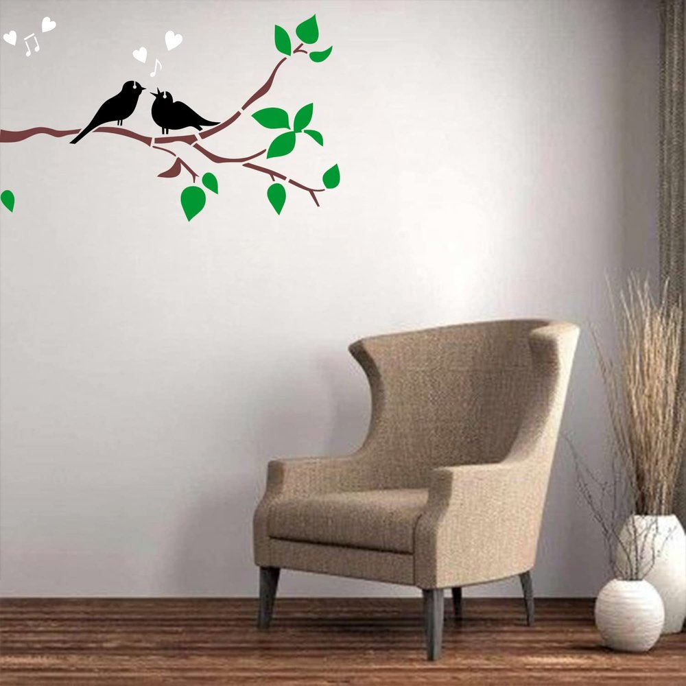 Kayra Decor Stencils for Wall Painting - Birds on Branch Pack of 1, 24 inch x 40 inch - (KDS36004)