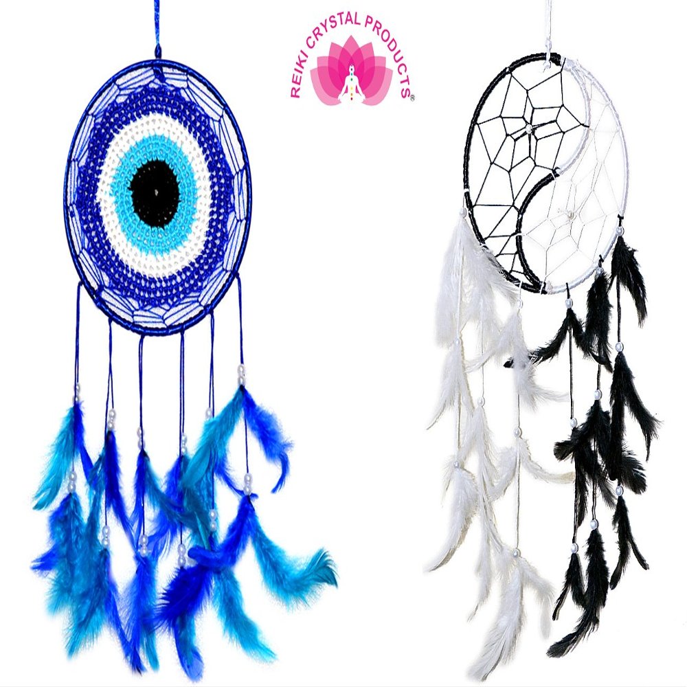 Reiki Crystal Products Wall Hanging Dream Catcher for Positive Energy and Protections - Pack of Combo 2 pc
