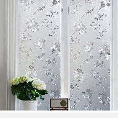 CVANU Privacy Window Film White Window Flower Frosting Film Window Sticker Opaque Window Frosted Vinyl Sheets for Front Door/Bathroom/Sidelight/Small Windows, 24''x72''