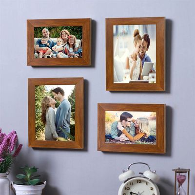 Art Street - Set of 4 Brown wall photo frame (Mix Size) 5X7,4x6 Inchs