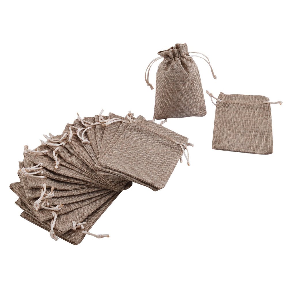 PRANSUNITA Jute Bags Gift Bags Pack of 10, Size 15 x 20 cm,Burlap Natural Jute, For Weddings,Functions, Parties, Baby Showers, Birthdays, Festivals or Any Occasion