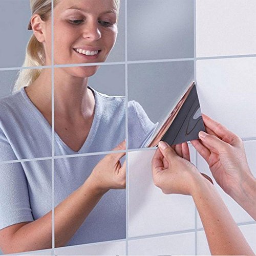 Wall decor ideas 3D Mirror Reflective Acrylic Stickers for Bathroom Interiors - 16 Pieces