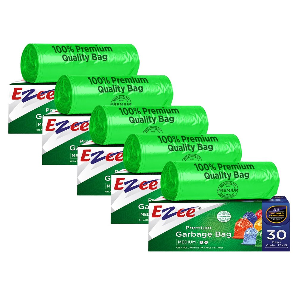 Ezee Disposable Garbage/Trash Bags (19 X 21 Inch, Black, Pack of 5)