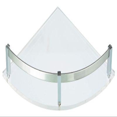 Spiry Clear Acrylic Glossy Finish Wall Mount Bathroom Corner Shelf ( Silver, 9x9 Inch).