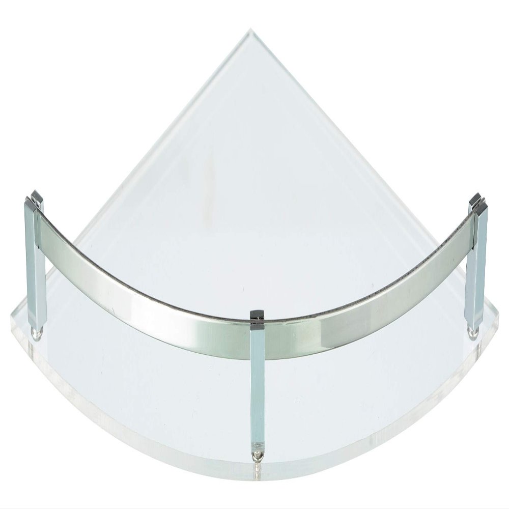 Spiry Clear Acrylic Glossy Finish Wall Mount Bathroom Corner Shelf ( Silver, 9x9 Inch).
