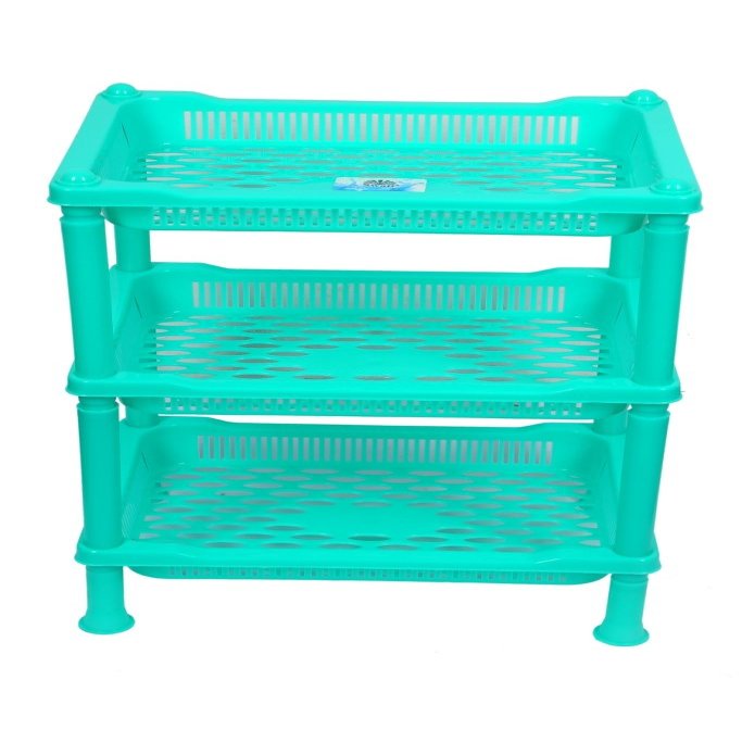 Arisers 3 - Layer Plastic Fruit and Vegetable Kitchen Basket/Storage Household Stand/Organizer for Kitchen_Green