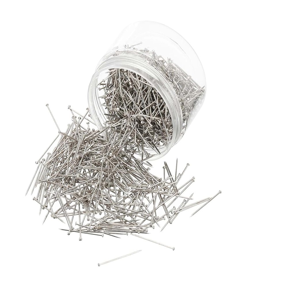 VARDHMAN 1000 pcs Steel Head Pins Nickel Plated for Dressmaking, Pag pin, Office Paper Pins, Florist Art & Craft, Jewelry Making  26 mm Silver