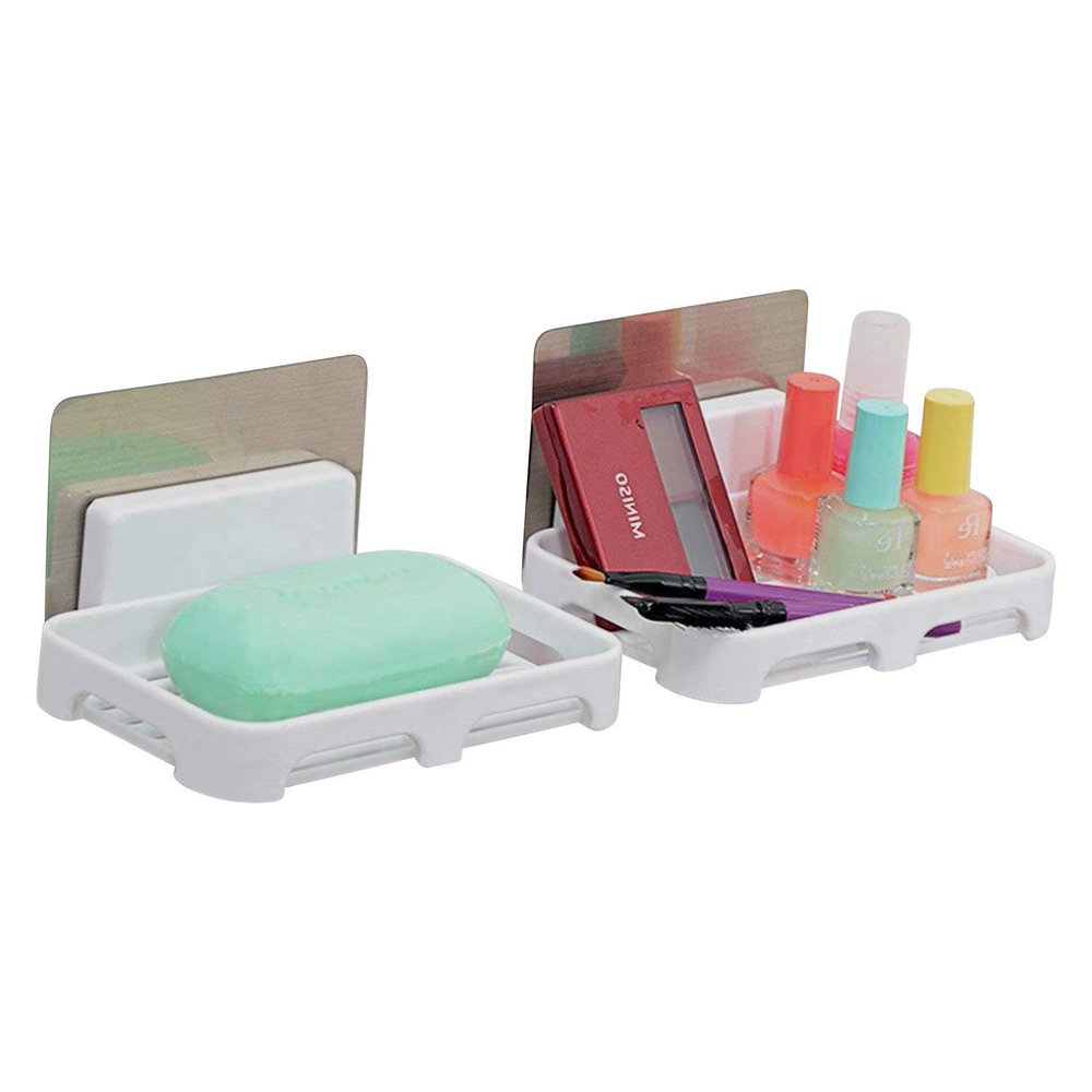 HOKIPO Magic Sticker Series Self-Adhesive Waterproof Kitchen Bathroom Soap Holder, Pack of 2