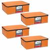 Pretty Krafts Set of 4 Non Woven Underbed Storage Bag with Handles, Clear Window & Zipper Lock | Quilt, Comforter & Blanket Cover Organiser | Foldable Cloth Storage Closet Bag (62x45x30cm, Orange) view 1