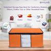 Pretty Krafts Set of 4 Non Woven Underbed Storage Bag with Handles, Clear Window & Zipper Lock | Quilt, Comforter & Blanket Cover Organiser | Foldable Cloth Storage Closet Bag (62x45x30cm, Orange) view 2
