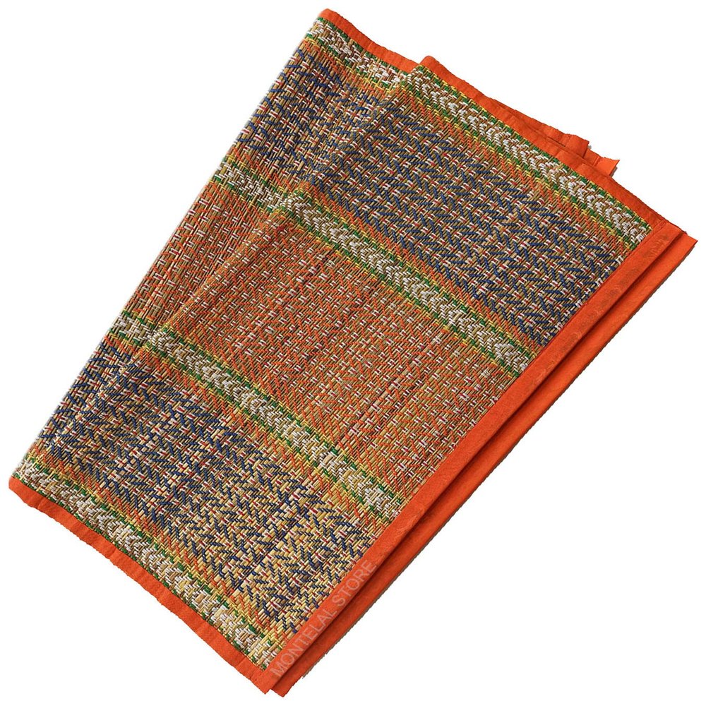 Montelal Store Handmade Korai Pai Kusha Grass Pooja Aasan Sitting Floor Mats Orange -Set of 2 Pcs