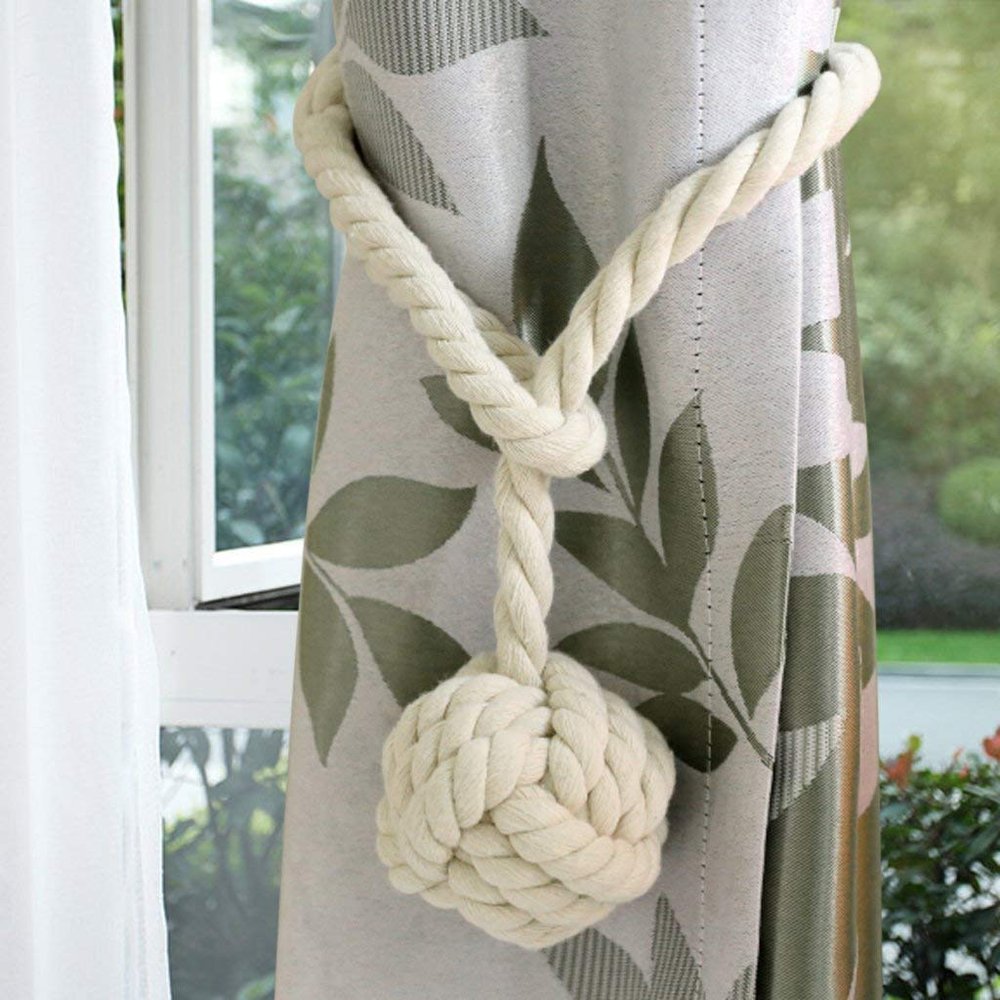 Modern Homes Cotton Curtain Tiebacks, Standard, Off-White, Pack of 2