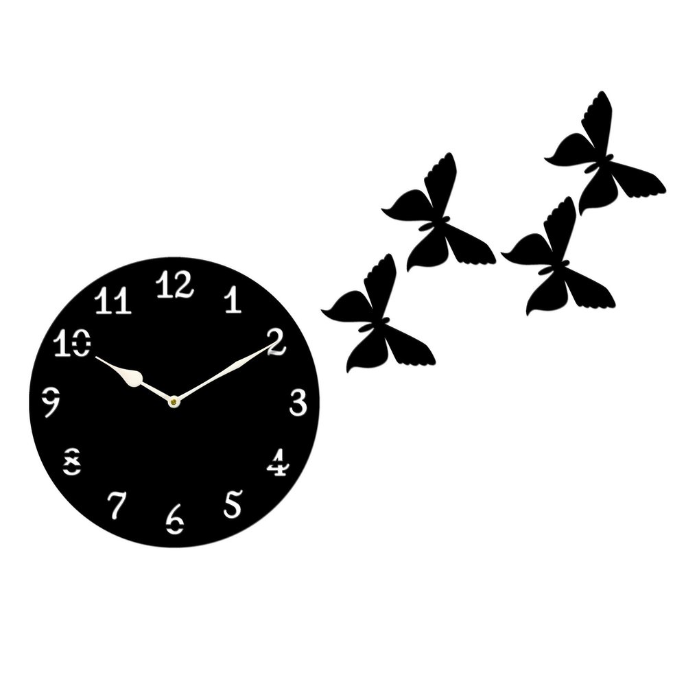 Sehaz Artworks Wall Watch for Home | Wooden Wall Clock for Living Room Stylish Latest | Analog Clocks for Home | Designer Wooden Butterflies Clocks 10 Inch Brown