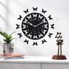 Sehaz Artworks Black Wall Clocks for Bedroom | Wall Clock for Living Room | Designer Wooden Butterflies Clocks for Home/Wall Decor 10 Inch view 3