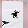 SIGN EVER Scared Cat Curious Mouse Rat Funny Toilet Bathroom Funny Sticker Door Sign Signage V Decal for Wall Fridge Furniture Home Door Black (14x9cm) view 2
