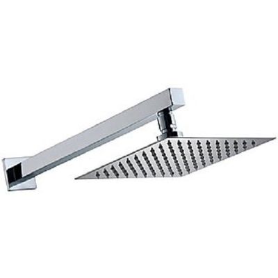Steadfast| Ultra Slim Shower 6 X 6 Stainless Steel 304 Grade + 15 Inch Heavy Square Shower Arm 18 Ghz + Square Flange Complete Set