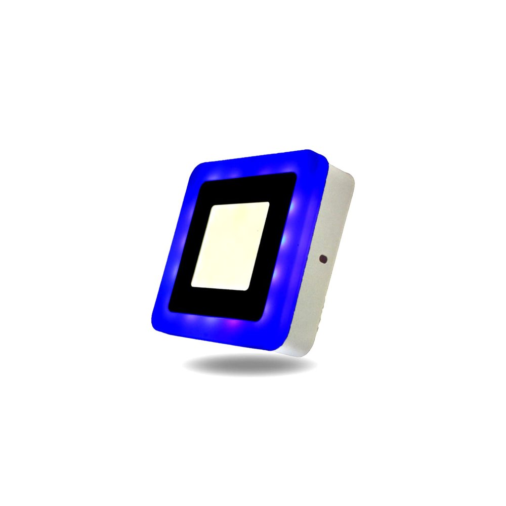 DMT 6 Watt (3+3) Square Double LED Surface Panel Side 3D Effect Light (White & Blue, 10.5 X 10.5 cm ).