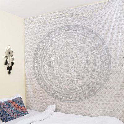Silver Ombre Mandala Tapestry Unique Collection by Textile export creations Creations, Hippie Wall Hanging Tapestries,Twin Mandala Tapestry Wall Hanging,Throw Bedspred