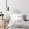 STITCHNEST Satin Alphabet Initial Vintage Monogram Personalised Letter 'F' Printed Cushion Cover (White and Rose Gold, 12x12-inch) view 1