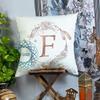 STITCHNEST Satin Alphabet Initial Vintage Monogram Personalised Letter 'F' Printed Cushion Cover (White and Rose Gold, 12x12-inch) view 4