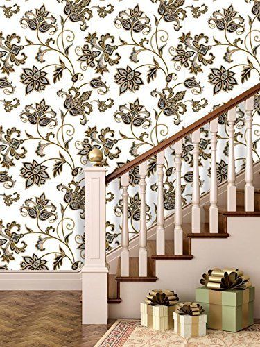PRINTELLIGENT Vinyl Self-Adhesive Floral Print Wallpaper, 16 x 90 Inch