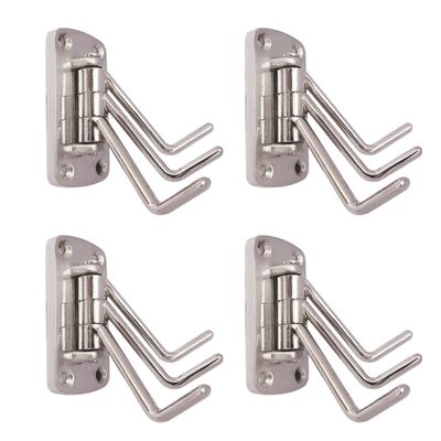 PROMIXO Premium Stainless Steel 3 Pin (Pack of 4) Cloth Hanger Wall Mounted Bathroom Cloth Hanger,Coth Wall Hook,Door Hooks Rail for Hanging Keys,Clothes,Towel.