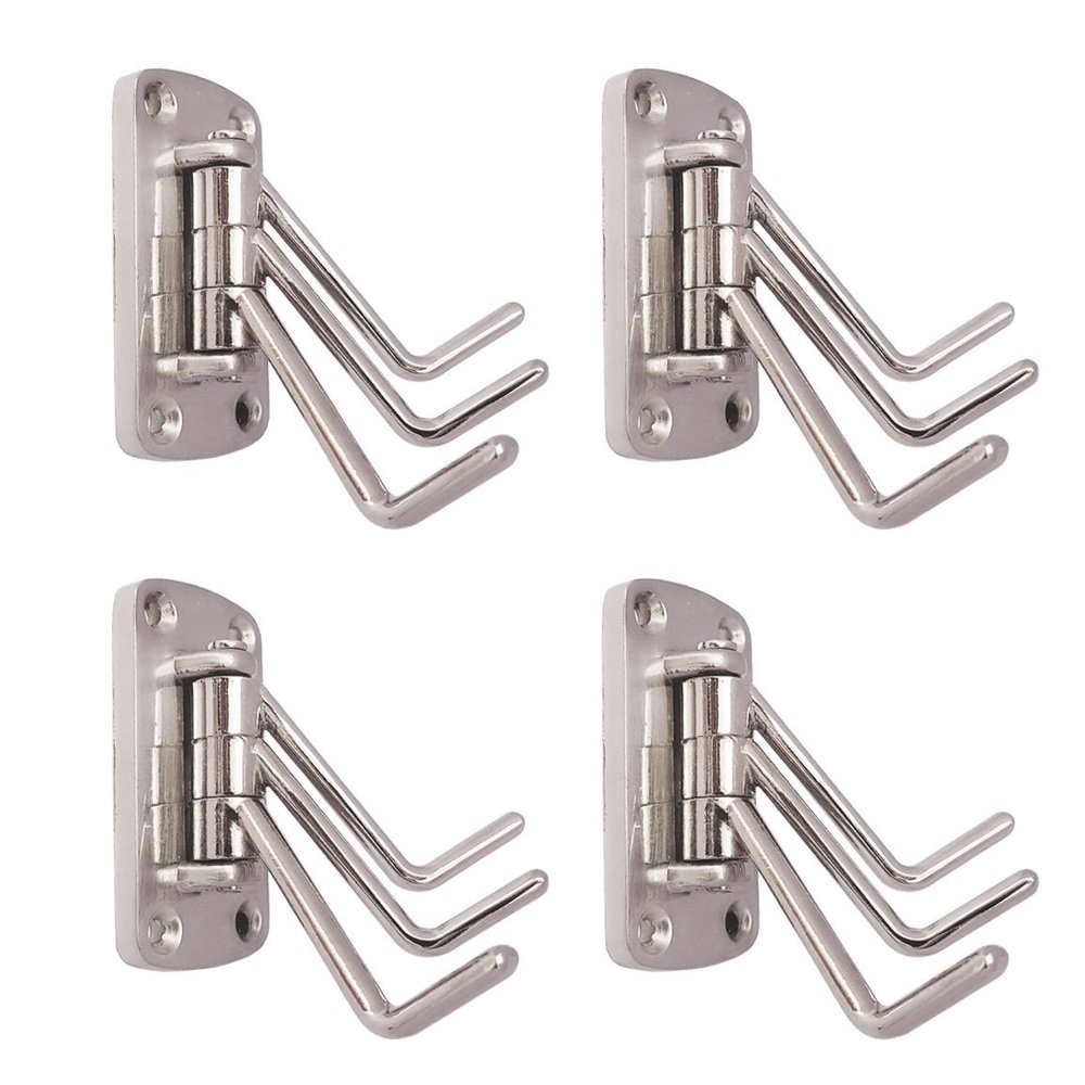 PROMIXO Premium Stainless Steel 3 Pin (Pack of 4) Cloth Hanger Wall Mounted Bathroom Cloth Hanger,Coth Wall Hook,Door Hooks Rail for Hanging Keys,Clothes,Towel.