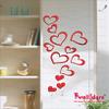 Wall1ders 12 Lovely Hearts, Mirror Stickers for Wall, Acrylic Mirror Wall Decor Sticker, Wall Mirror Stickers, Acrylic Stickers, Wall Stickers for Hall Room, Bed Room, Kitchen. (Red) view 1