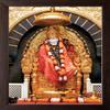 Art n Store: Shirdi Sai Baba Sitting on a Throne Under the Parasol HD Printed Religious & Decor Picture with Plain Brown Frame (7 X 9 Inches_Brown Wood) view 1