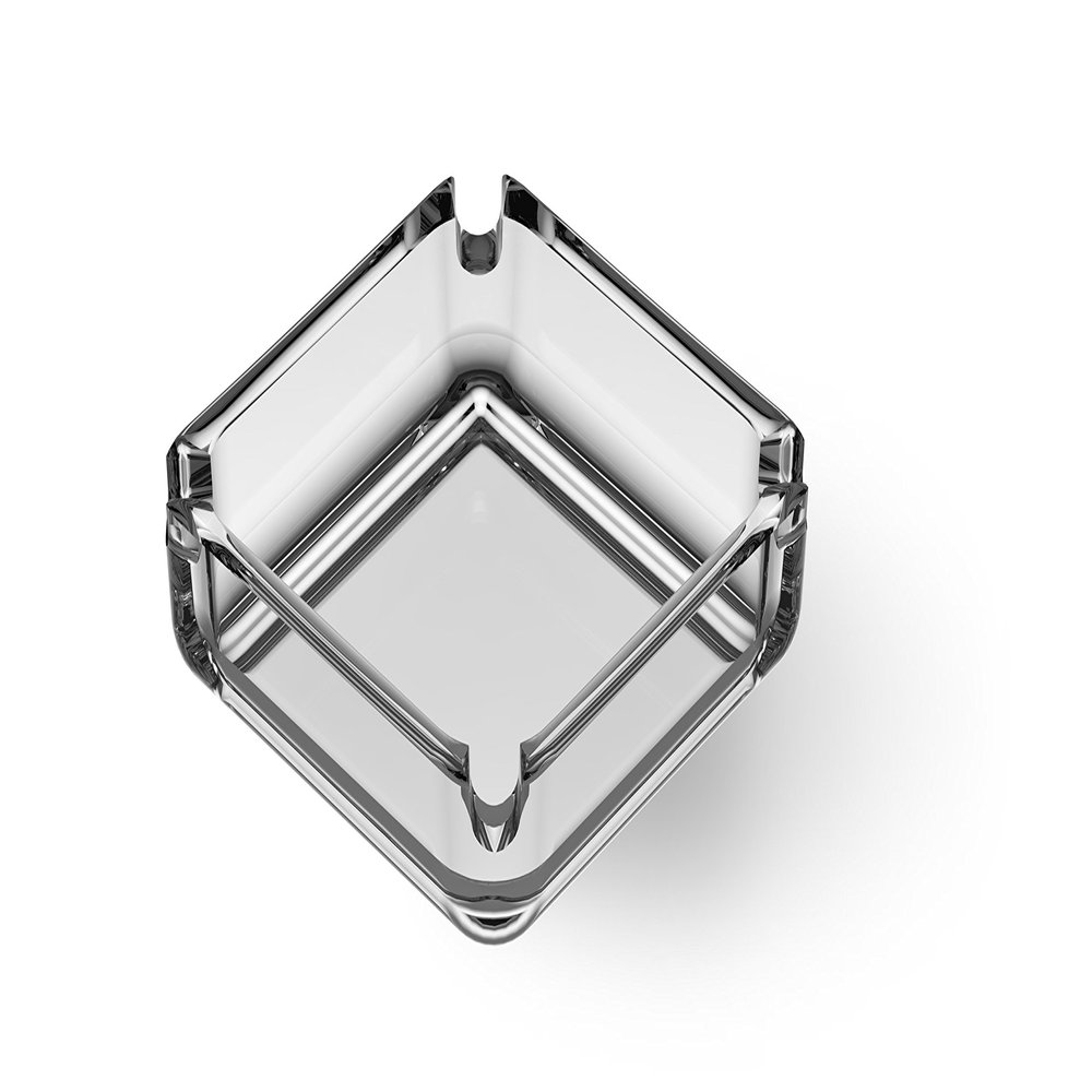 Incrizma Glassware Imported Square Glass Ashtray (Transparent, 4)