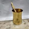 NATCHIYARKOVIL VILAKKU Brass Traditional Puja Panchapathiram Uthirani/Pooja Item for Home (Yellow Gold, 2 inch) view 1