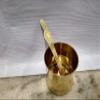 NATCHIYARKOVIL VILAKKU Brass Traditional Puja Panchapathiram Uthirani/Pooja Item for Home (Yellow Gold, 2 inch) view 2