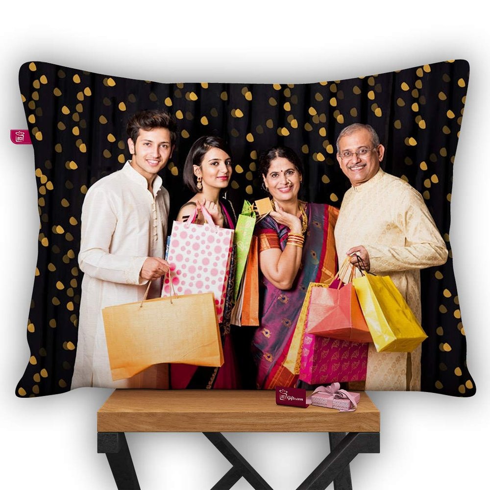 K1Gifts Shaandaar Black Personalized Satin Photo Pillow/Cushion Gifts All Ocassions 12 * 15 inch