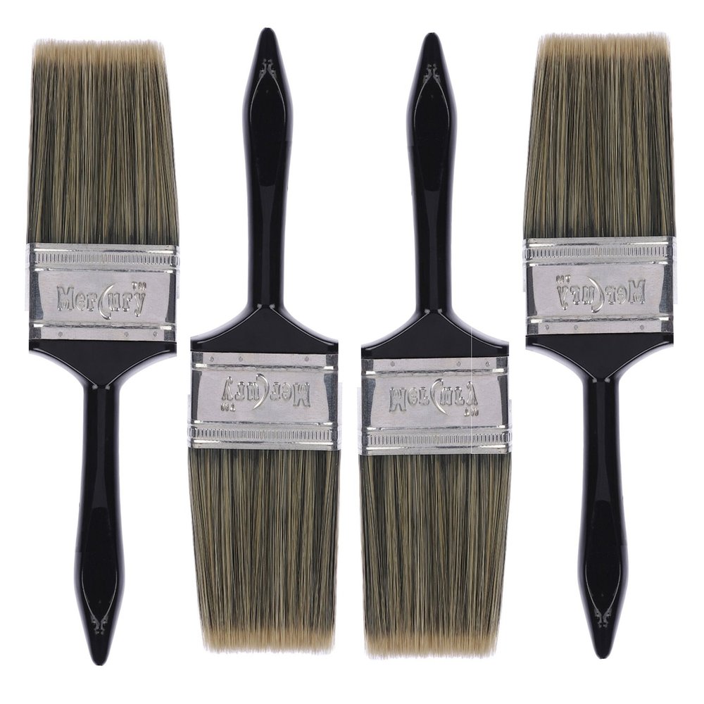 Mercury Brush Double Thickness Triple Boiled 100% Pure Nylon/Polyester Blend Round Bristles Paint Brush for All Application Type A (4" x 4)