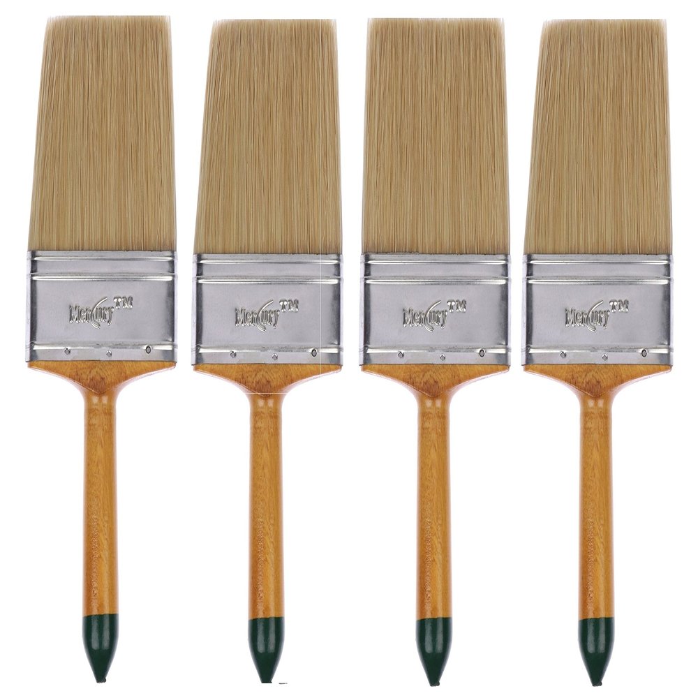 Mercury Brush Double Thickness Triple Boiled 100% Pure Nylon/Polyester Blend Round Bristles Paint Brush for All Application (Gold-4 Inch Set of 4)