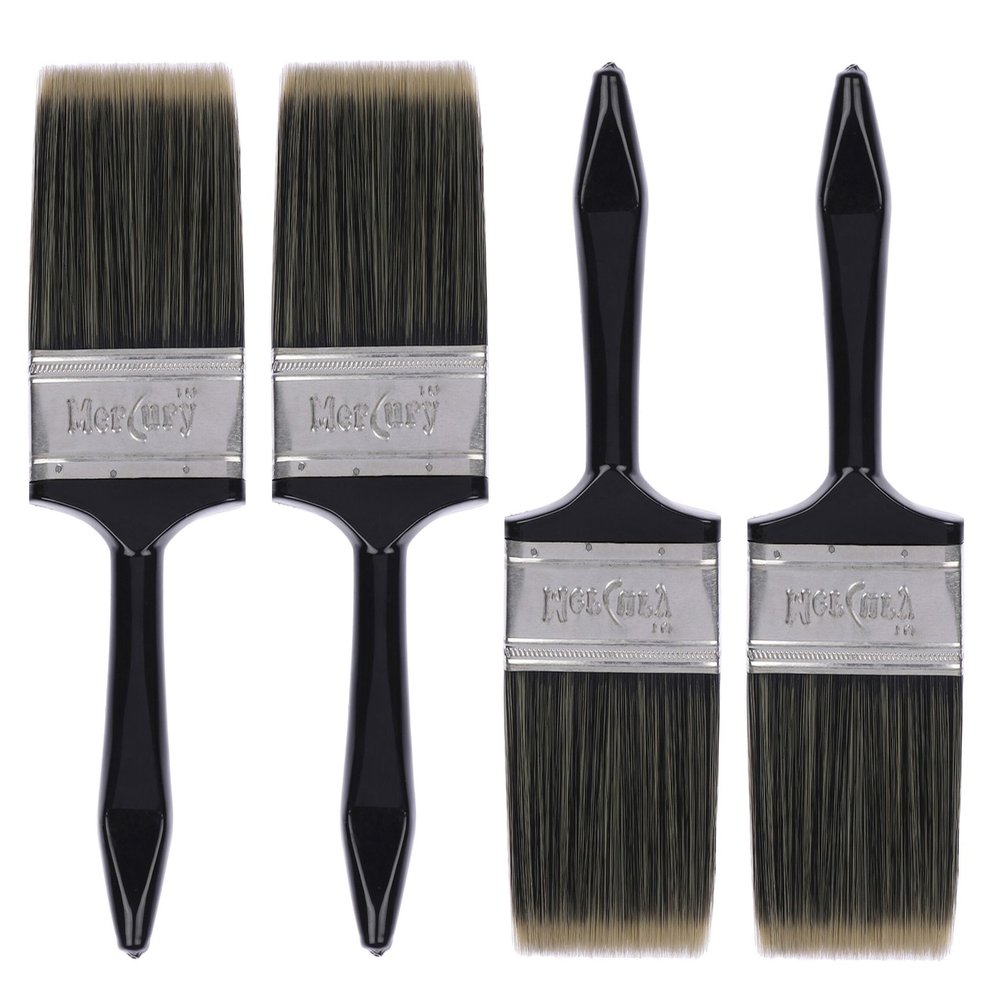 Mercury Brush Double Thickness Triple Boiled Nylon/Polyester Blend Round Bristles Paint Brush for All Application Type B, 4" x 4 Lion