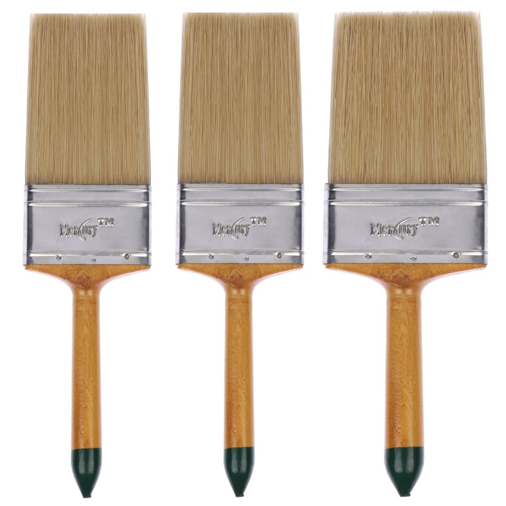 Mercury Brush Double Thickness Triple Boiled 100% Pure Nylon/Polyester Blend Round Bristles Paint Brush for All Application (Gold-4"-2 & 5"-1) Set of 3