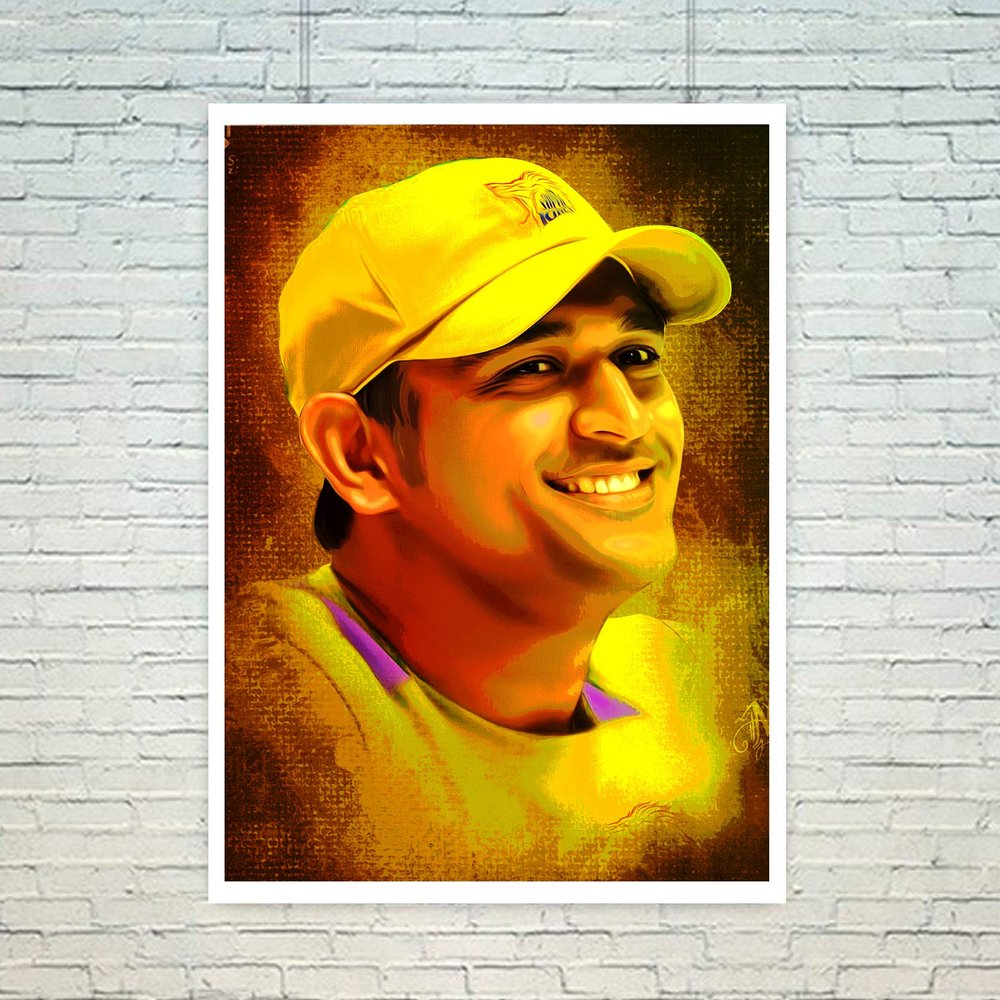 Art Bundle Indian Captain MS Dhoni Decorative Best Wall Poster For Room Office Home Wall Decals And Paintings Collection To Grace Any Place.(12 X 18 Inch)