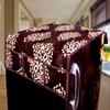 KANUSHI Industries Floral Design Fridge Top Cover with 6 Utility Pockets (Brown Color) view 1