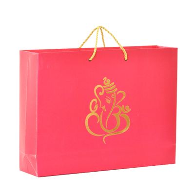 PPJ - GANESH (FOIL PRINTED) PAPER CARRY BAG, 16 Inch X 12 Inch X 4 Inch for DIWALI/WEDDING/FUNCTION/BIRTHDAY/RETURN GIFTS/CHRISTMAS (Pack of 5)