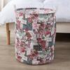 HOKIPO Cotton Folding Laundry Basket For Clothes, Round Collapsible Storage Basket, 42-Ltr (Ar1741),H-46 Centimeters,W-34 Centimeters, Coral view 1