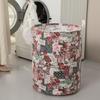 HOKIPO Cotton Folding Laundry Basket For Clothes, Round Collapsible Storage Basket, 42-Ltr (Ar1741),H-46 Centimeters,W-34 Centimeters, Coral view 4