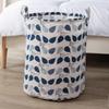 HOKIPO Folding Laundry Basket For Clothes, Round Collapsible Storage Basket, 42-Ltr (AR1740)(Cotton, Leaves), 46 Cm X 34 Cm,Multicolor view 1