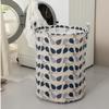 HOKIPO Folding Laundry Basket For Clothes, Round Collapsible Storage Basket, 42-Ltr (AR1740)(Cotton, Leaves), 46 Cm X 34 Cm,Multicolor view 2