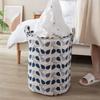 HOKIPO Folding Laundry Basket For Clothes, Round Collapsible Storage Basket, 42-Ltr (AR1740)(Cotton, Leaves), 46 Cm X 34 Cm,Multicolor view 3