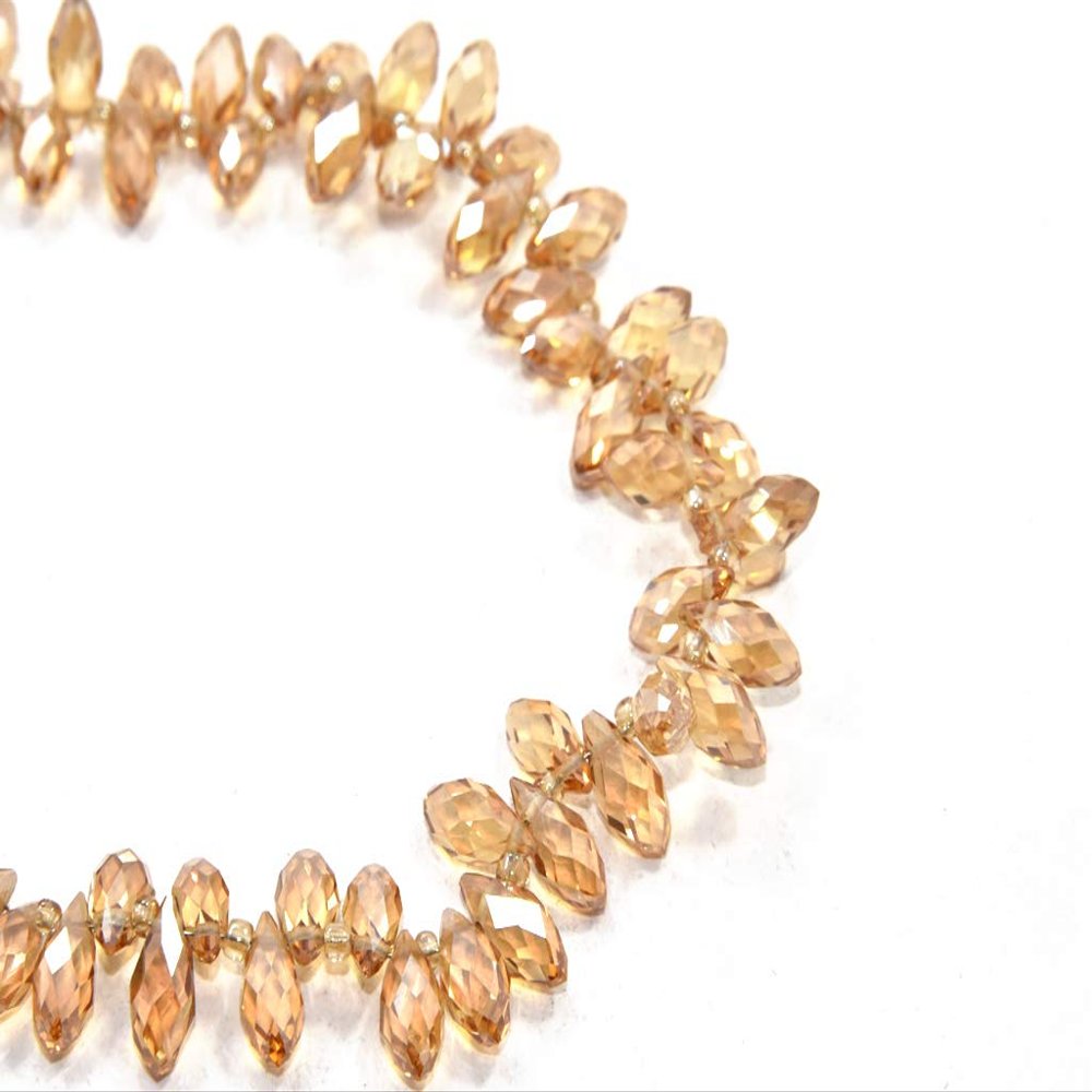 The Design Cart Golden Transparent Top Hole Drop Crystal Beads (5 mm * 10 mm) (1 String) for Jewellery Making, Beading, Arts and Crafts, Embroidery
