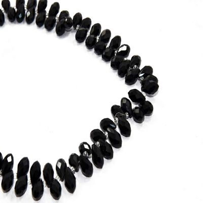 The Design Cart Black Transparent Small Top Hole Drop Crystal Beads (5 mm *10 mm) (1 String) for Jewellery Making, Beading, Arts and Crafts, Embroidery